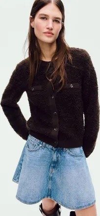 H&M Boucl&eacute;-knit Cardigan in Dark Brown at Nordstrom, Size Xx-Large