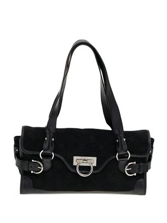 Ferragamo Gancini leather shoulder bag - Black