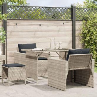 vidaXL vidaXL Set Divano da Giardino 4pz con Cuscini Grigio Chiaro Polyrattan