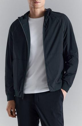 Mango Performance Zip Hoodie in Navy at Nordstrom, Size Medium