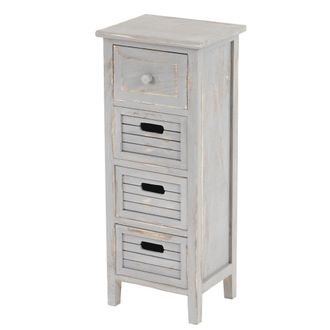 Hhg [nunca Usado] C&oacute;moda T18, Cajonera, 4 Cajones, 74x30x25cm Shabby-look Vintage, Gris