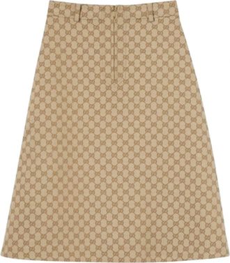 Gucci Rokken, Dames, Beige, S, Katoen, GG Katoenen Canvas Stoffen Rok