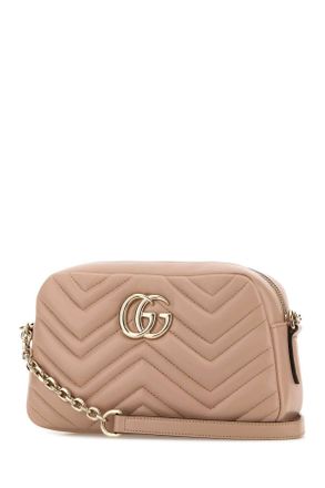 Gucci Womens Pink Nappa Leather Gg Marmont Crossbody Bag Cameoxdafne Lamb Borse A Tracolla
