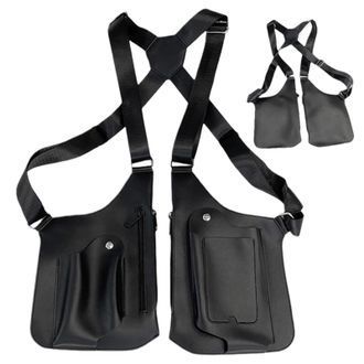 Generic Shoulder Bag - Men Outdoor Fashion, Double Shoulder Strap, Multi Pocket Bag Fashion Outdoor Shoulders PU Leather Pocket, Bags for Travel Shopping, Dur