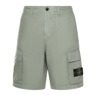 Stone Island Casual Shorts, male, Green, Size: W31 L100001 -Look Nylon Panama-TC Cargo Bermuda Shorts