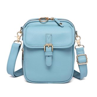 Generic Crossbody Bag for Women, Premium Adjustable Vintage Versatile Anti-Theft Cross Body Leather Bag with 10 Card Slots (Light Blue)