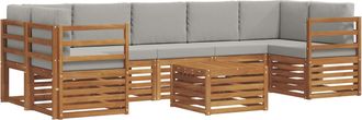 vidaXL Conjunto De Sof&aacute;s De Exterior 8 Uds. Gris Natural Y Claro Vidaxl