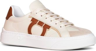 Ferragamo Mens Sneakers Gancini Sand-Mascarpone Calf Leather Beige (bos Taurus) Trainers