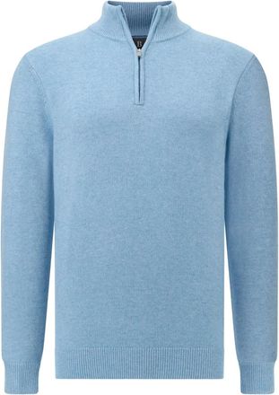 Boggi Milano Truien & Vesten, Heren, Blauw, M, Wol, Cashmere Blend Half Zip Sweater