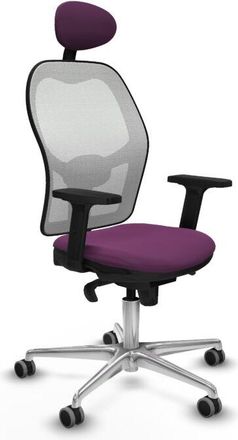 Piqueras y Crespo Piqueras Y Crespo - Jorquera Sincro Malla Blanca Similpiel Morado Brazos 2d Base Aluminio Cabecero Fijo Ruedas 65mm Engomada