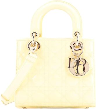Dior Lady Dior NM Bag Cannage Quilt Patent Small satchel - Geel