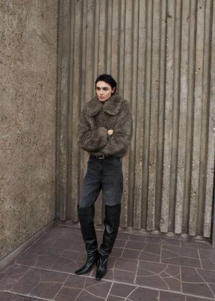 Mango Giacca pelliccia sintetica revers grigio - Donna - S - MANGO