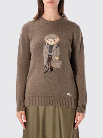 Ralph Lauren Crewneck Jumper in Cashmere with Contrasting Teddy Bear Print