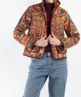 Alix of Bohemia Pre-Loved Pasha Patchwork Cotton Jacket In Red/pink/orange