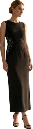 Ever-pretty Women Maxi Evening Dresses Round Neck with Natural Waist and Sleeveless for Casual Work Black 14