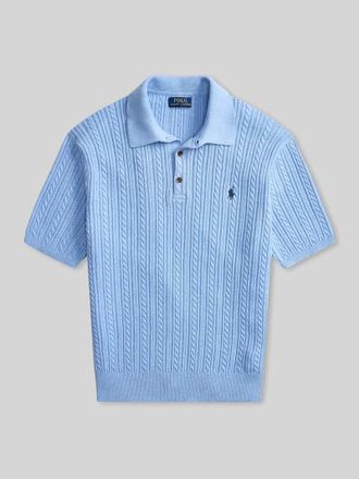 Polo Ralph Lauren Regular Fit Poloshirt aus Strick in Bleu, Gr&ouml;&szlig;e XXL