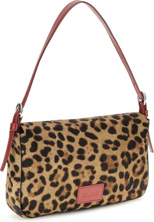 Staud Womens Shoulder Bag Harlow Leopard Beige Calf Leather