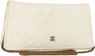 Chanel Pre-owned Full Flap Wallet on Chain - Dames - Vintage Schoudertas - Wit - ONE Size - Leer - Vintage