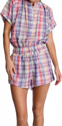 Sundays Plaid Dari Short Sleeve Top In Rainbow Plaid