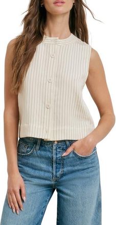 Favorite Daughter The Fine Line Pinstripe Button-Up Top in Cream Pinstripe at Nordstrom, Size X-Large
