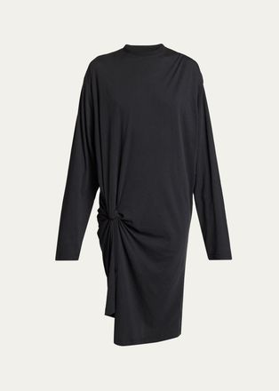 Balenciaga Tucked Long-Sleeve T-Shirt Dress