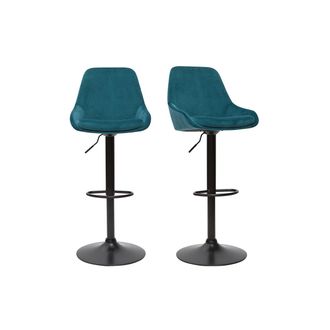 Miliboo Miliboo - Taburetes De Bar Moderno Regulables Terciopelo Azul Petr&oacute;leo (lote De 2) Holo