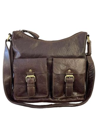 Rowallan Of Scotland Top Zip Structured Large Leather Shoulder Handbag 6510 (Brown)