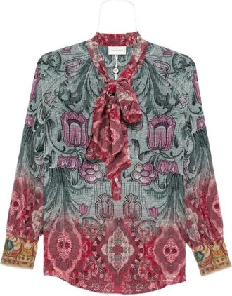 Pierre-Louis Mascia Overhemden, Dames, Veelkleurig, S, Gedrukte Zijden Multi Kleur Overhemd