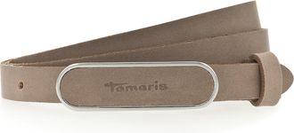 Tamaris Lederg&uuml;rtel TAMARIS, Damen, Gr. 11,5, grau (taupe), Rindsleder, G&uuml;rtel Lederg&uuml;rtel, Elegante, lederbezogene Koppelschliesse in gl&auml;nzendem Silber