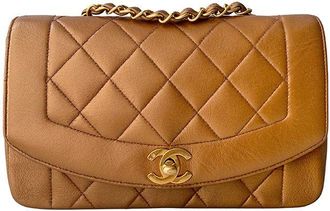 Chanel vintage beige leather small Diana flap bag