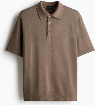 H&M Feinstrick-Poloshirt in Regular Fit - Beige