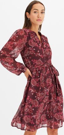 Bonprix Chiffonkleid BONPRIX, Damen, Gr. 46, N-Gr, rot (bordeaux paisley), Obermaterial: 100% Polyester. Futter: 100% Polyester, ausgestellt, Kleider Chiffonk
