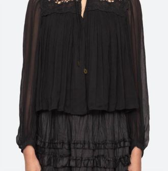 Sea New York Daphne Lace Long Sleeve Top In Black