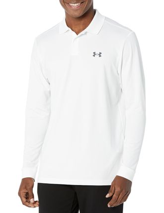 Under Armour Mens Perf Long Sleeve Polo Shirt White/Grey L