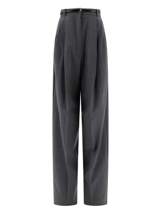 Sportmax belted tailored trousers - women - Wool/Elastane - 38 - Grey