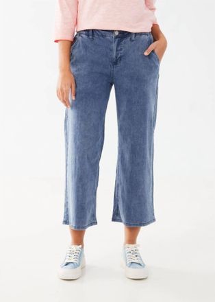 FDJ Pull-On Wide Leg Crop Jeans In Med Wash