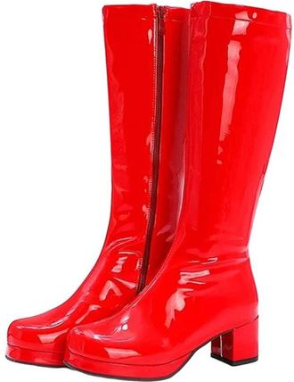 Generic Womens Knee-High Boots Round Toe Heel Pu Big
