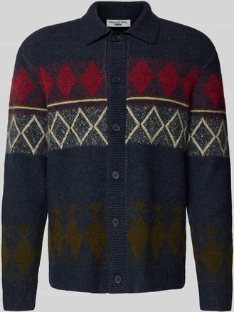 Marc O'Polo Denim Marc OPolo Denim Relaxed Fit Strickjacke aus Schurwoll-Mix mit Mohair-Anteil in Dunkelblau, Größe XXL