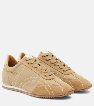 Toteme Flex suede-trimmed sneakers