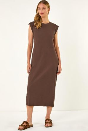 Roman Ribbed Cap Sleeve Midi Dress