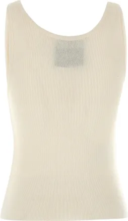Moschino Ribbed Silk-Blend Tank Top - Cream
