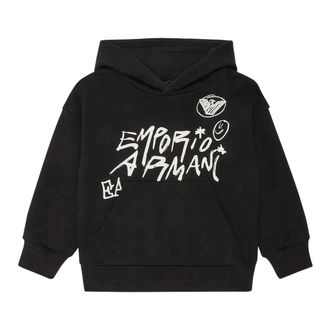 Emporio Armani Hooded Sweatshirt - male - Emporio Armani - Kids Sweatshirts - Black - 8 Y - Kids