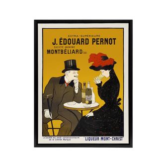Artery8 Liqueur Mont Christ Vintage Ad Framed Canvas Wall Art Print Cappiello in Orange | Size: W24 x H32