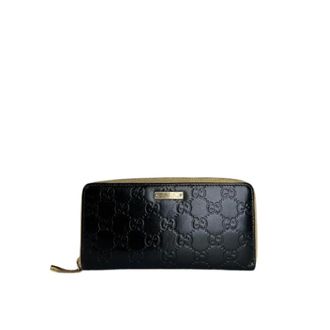Gucci Pre-owned Wallets, female, Black, Size: ONE SIZE Pre-owned Guccissima Zip Around Long Wallet