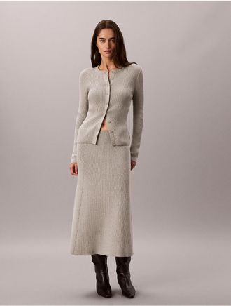 Calvin Klein Jeans Calvin Klein Womens Smooth Cotton Rib Midi Skirt - Grey - XL