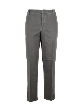 Dondup Grey James Straight-Leg Stretch Cotton Trousers