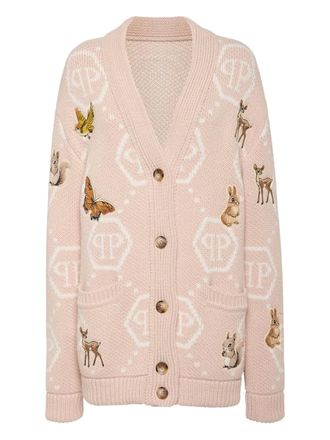 Philipp Plein Fairy-embroidered cardigan - women - Acrylic/Wool/Polyester/Wool/Acrylic/Cotton - S - Neutrals