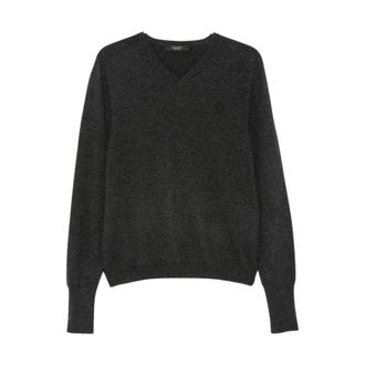 Gucci V-neck gebreid vest - Dames - V-hals truien - Grijs - M - Kasjmier - Truien & Vesten