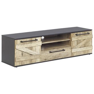 Beliani Beliani - Mueble Para Tv Madera Clara Y Negro De Tablero De Part&iacute;culas 43 Cm Estilo R&uacute;stico Salter