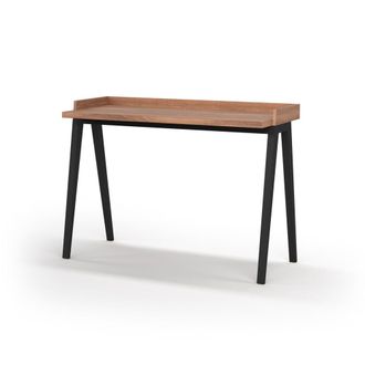 HERDASA Escritorio melamina y haya nogal patas negro 81x111x50